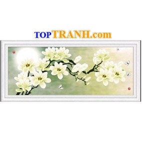 Tranh thêu chữ thập hoa mộc lan